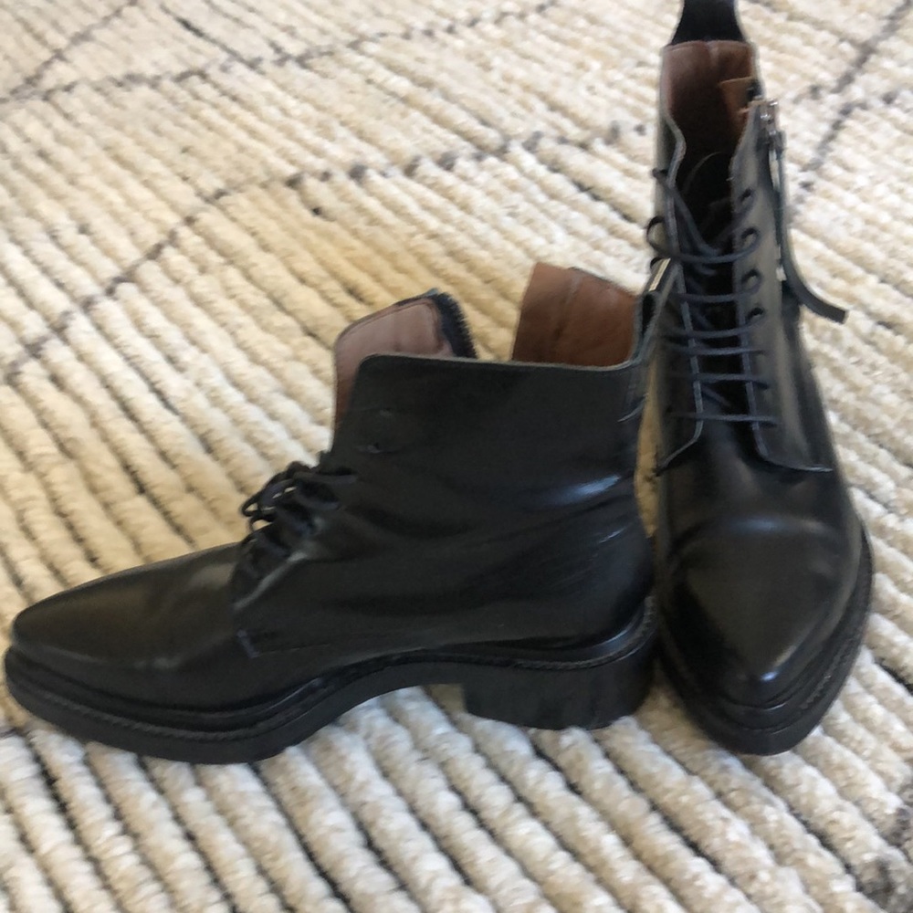 Acne Black Lace-Up Leather Boots - Picture 2 of 8
